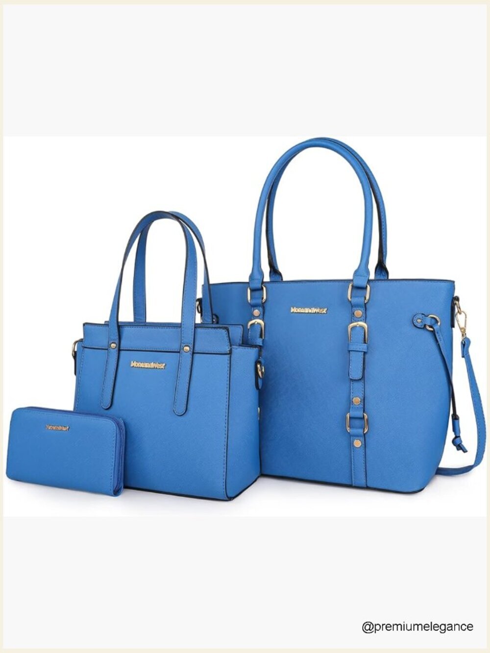 3-Piece Tote Bag, Shoulder Bag & Wallet Set PU Leather Handbag Set for Women
